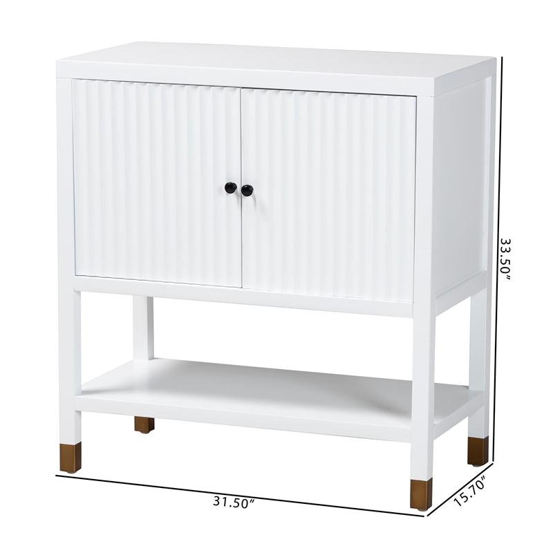 Pemberly Row Contemporary Fluted 2-Door Sideboard Storage Cabinet