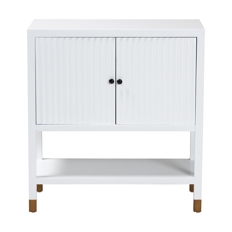 Pemberly Row Contemporary Fluted 2-Door Sideboard Storage Cabinet