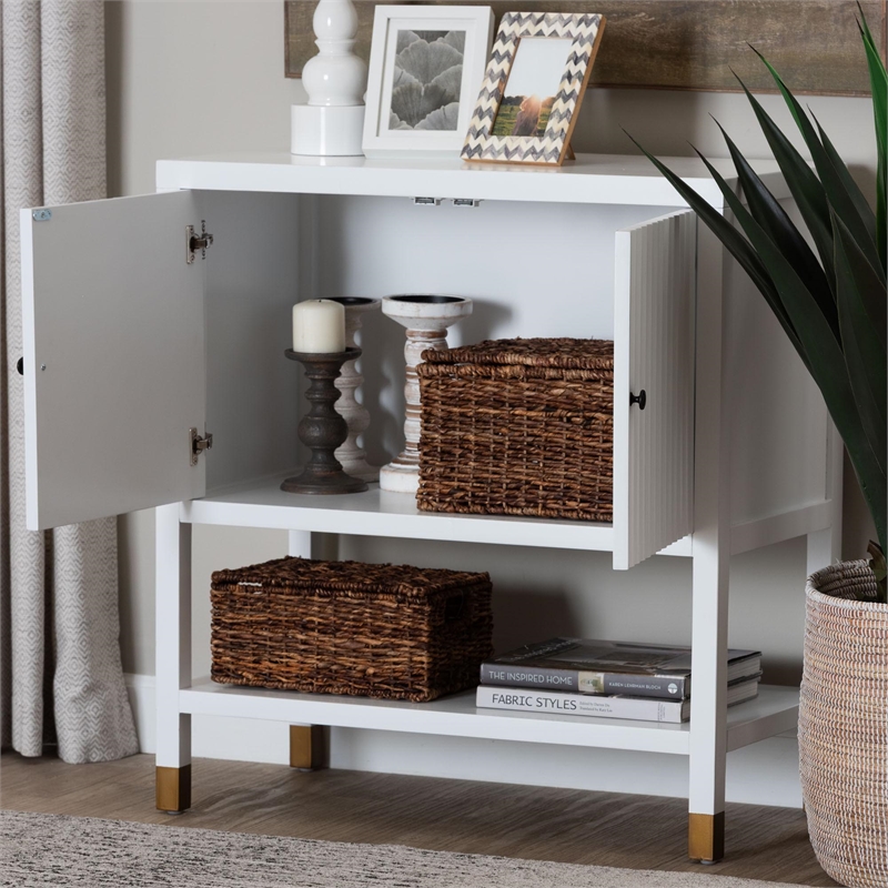 Pemberly Row Contemporary Fluted 2-Door Sideboard Storage Cabinet