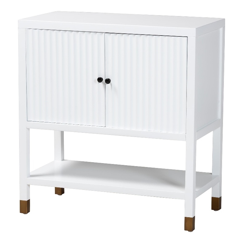 Pemberly Row Contemporary Fluted 2-Door Sideboard Storage Cabinet