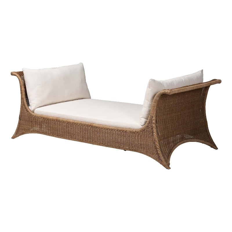 Pemberly Row Contemporary Rattan Daybed with Removable Cushions