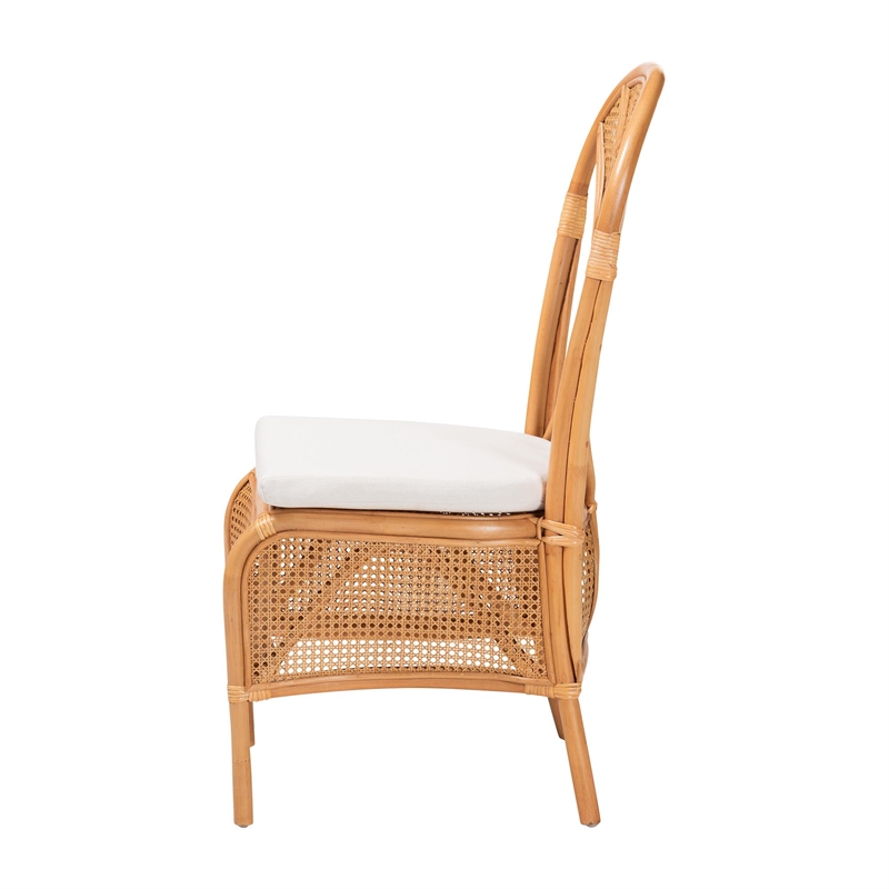 Pemberly Row Contemporary Rattan Dining Chair with Openwork Skirt Base