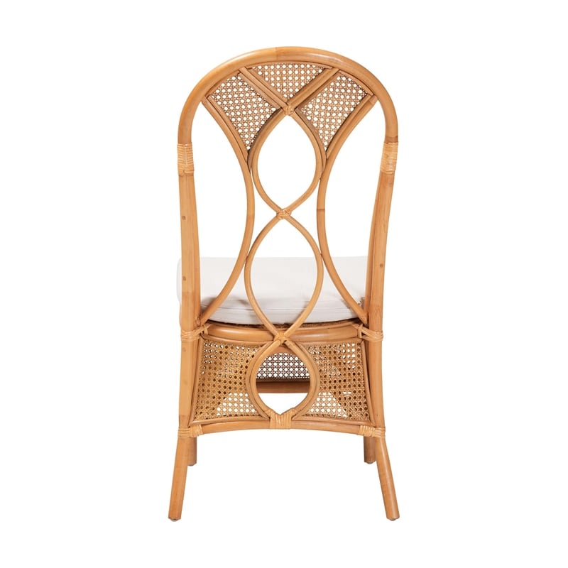Pemberly Row Contemporary Rattan Dining Chair with Openwork Skirt Base