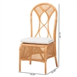 Pemberly Row Contemporary Rattan Dining Chair with Openwork Skirt Base