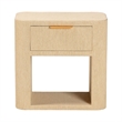 Pemberly Row Contemporary Grasscloth 1-Drawer Nightstand with Open Shelf