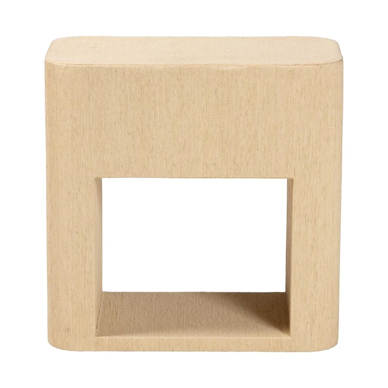 Pemberly Row Contemporary Grasscloth 1-Drawer Nightstand with Open Shelf