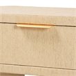 Pemberly Row Contemporary Grasscloth 1-Drawer Nightstand with Open Shelf