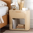 Pemberly Row Contemporary Grasscloth 1-Drawer Nightstand with Open Shelf