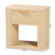 Pemberly Row Contemporary Grasscloth 1-Drawer Nightstand with Open Shelf