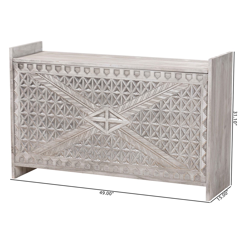 Pemberly Row Contemporary Wood Storage Trunk with Carved Geometric Front