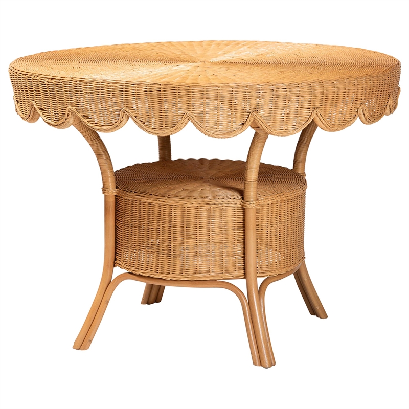 Pemberly Row Contemporary 5-Piece Rattan Dining Set in Light Honey