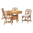 Pemberly Row Contemporary 5-Piece Rattan Dining Set in Light Honey