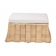 Pemberly Row Contemporary Pleated Rattan Cocktail Ottoman with Cushion