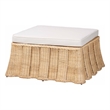 Pemberly Row Contemporary Pleated Rattan Cocktail Ottoman with Cushion