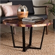 Pemberly Row Contemporary Round Teak Wood and Resin Coffee Table