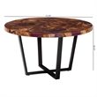 Pemberly Row Contemporary Round Teak Wood and Resin Coffee Table