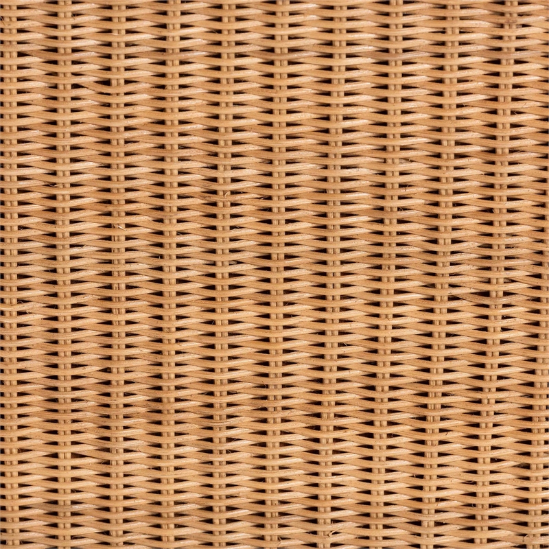Pemberly Row Contemporary Scalloped Rattan Coffee Table in Light Honey