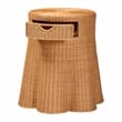 Pemberly Row Scalloped Rattan Round Console Table with Drawer