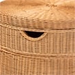 Pemberly Row Scalloped Rattan Round Console Table with Drawer
