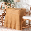 Pemberly Row Contemporary Scalloped Rattan Console Table with Drawer
