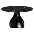 Pemberly Row Marbled Resin Coffee Table with Pedestal Base in Black