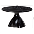 Pemberly Row Marbled Resin Coffee Table with Pedestal Base in Black