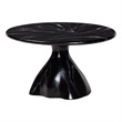 Pemberly Row Marbled Resin Coffee Table with Pedestal Base in Black