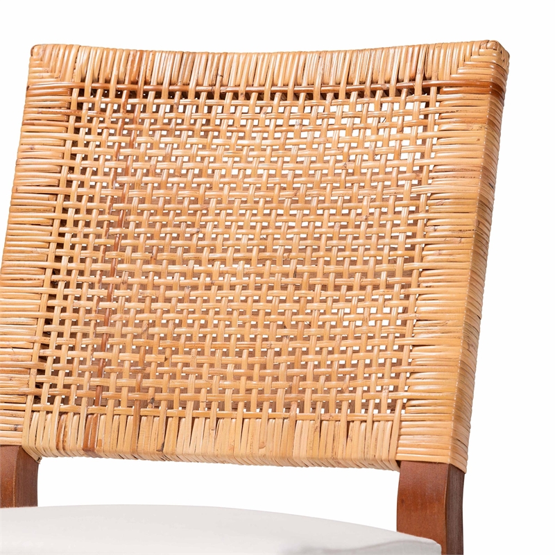 Pemberly Row Rattan Counter Stool with Woven Lattice Backrest