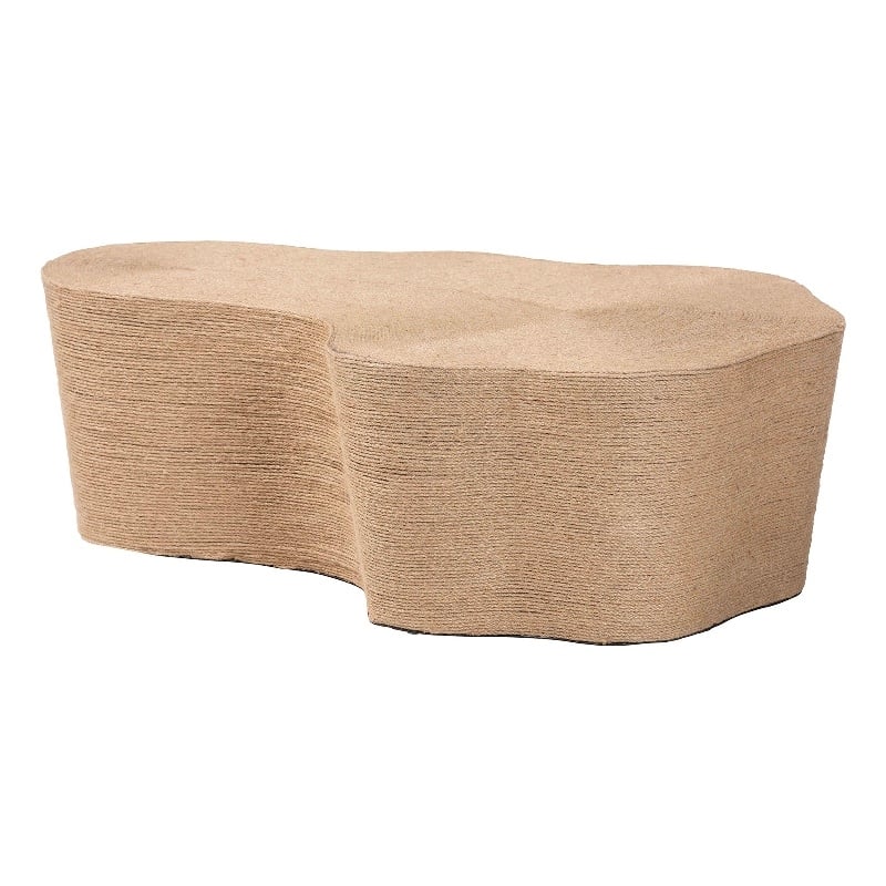 Pemberly Row Contemporary Handwoven Jute Coffee Table with Tapered Frame