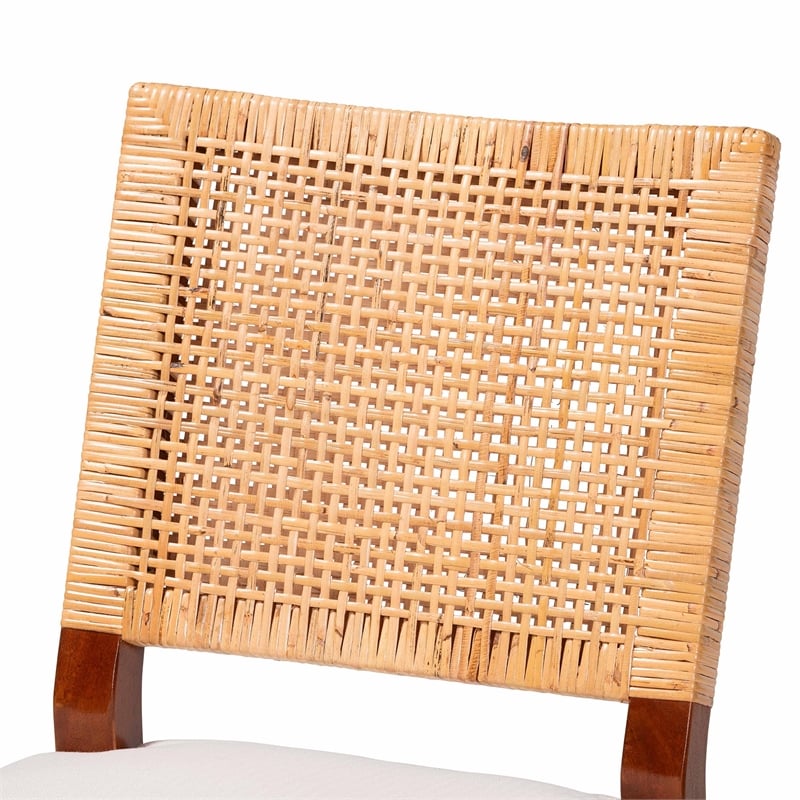 Pemberly Row Rattan Dining Chair with Woven Lattice Backrest