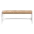 Pemberly Row Woven Paper Loom Bench with Mahogany Frame in White
