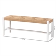 Pemberly Row Woven Paper Loom Bench with Mahogany Frame in White