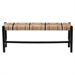 Pemberly Row Woven Paper Loom Bench with Mahogany Frame in Black