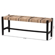 Pemberly Row Woven Paper Loom Bench with Mahogany Frame in Black