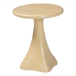 Pemberly Row Marbled Resin End Table with Pedestal Base in Cream