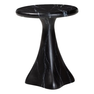 Pemberly Row Marbled Resin End Table with Pedestal Base in Black
