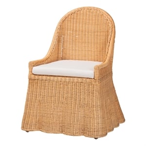 Pemberly Row Rattan Accent Chair with Scalloped Base in Light Honey