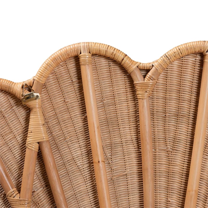 Pemberly Row Contemporary Scalloped Rattan Queen Headboard Wall-Mounted