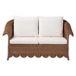 Pemberly Row Scalloped Rattan Loveseat with Removable Cushions