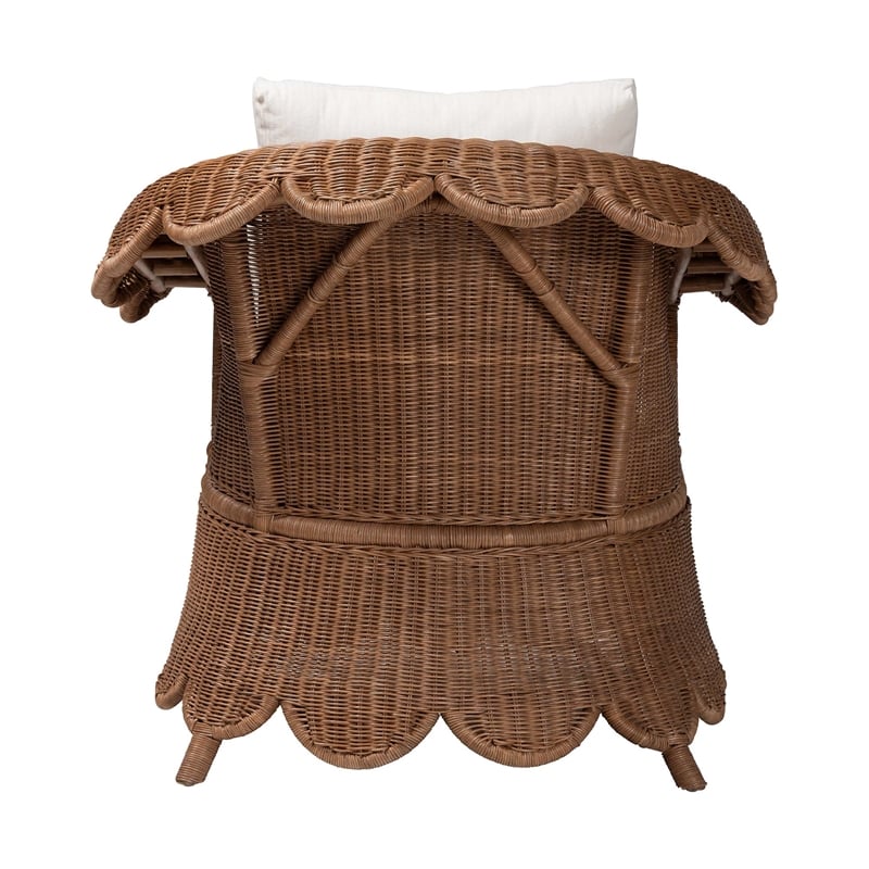 Pemberly Row Scalloped Rattan Armchair with Removable Cushions