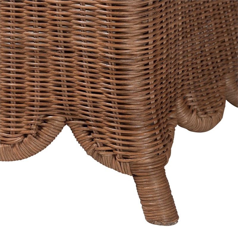 Pemberly Row Scalloped Rattan Armchair with Removable Cushions