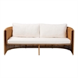 Pemberly Row Contemporary Rattan 3-Seater Sofa with U-Shaped Frame