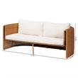 Pemberly Row Contemporary Rattan 3-Seater Sofa with U-Shaped Frame