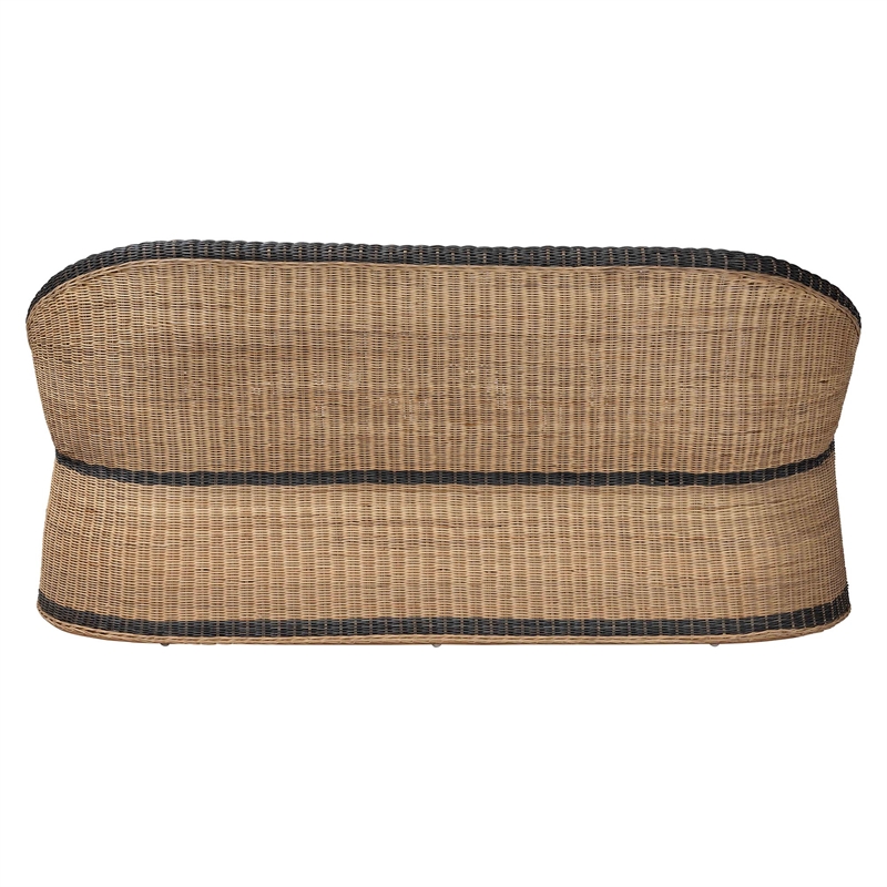 Pemberly Row Contemporary Rattan Loveseat with Diamond Weave Backrest