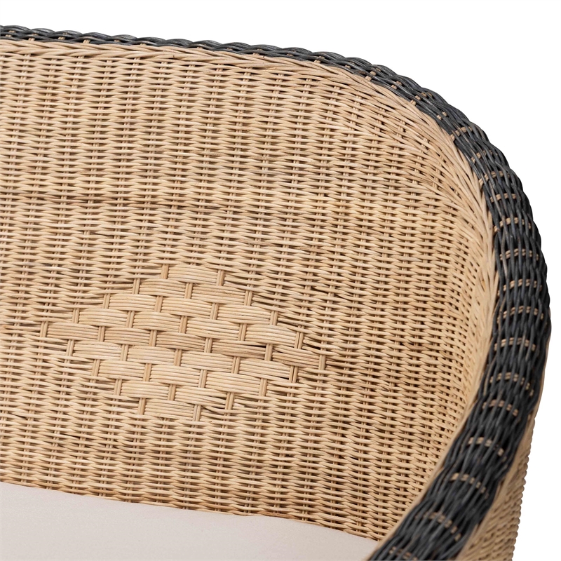 Pemberly Row Contemporary Rattan Loveseat with Diamond Weave Backrest