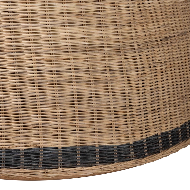 Pemberly Row Contemporary Rattan Loveseat with Diamond Weave Backrest