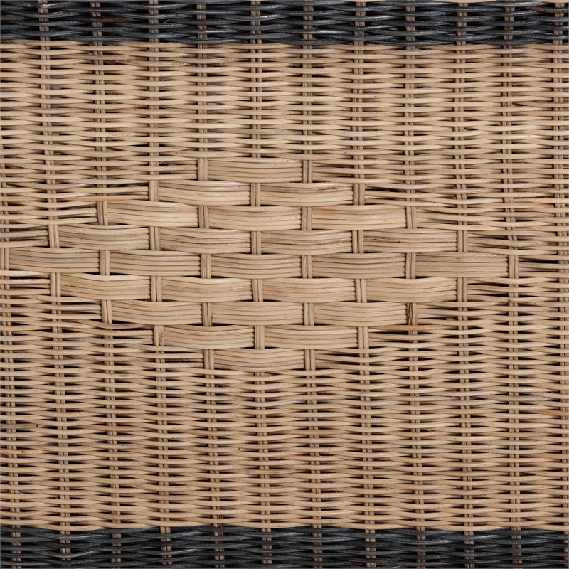 Pemberly Row Contemporary Rattan Loveseat with Diamond Weave Backrest