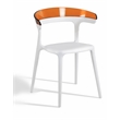 Pemberly Row Resin Patio Dining Chair in White and Orange (Set of 2)