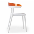 Pemberly Row Resin Patio Dining Chair in White and Orange (Set of 2)