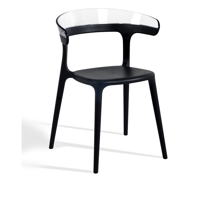 Pemberly Row Resin Patio Dining Chair in Black and Clear (Set of 2)